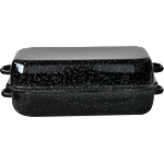 Румънски емайл РЯ-Тава правоъгълна с капак 36x23xh6cm ЧЕРНА (140+140C/36) (0160183)