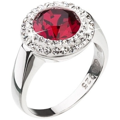 Evolution Group strieborný prsteň s červeným kryštálom Swarovski 35026.3
