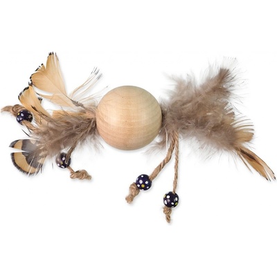 Magic Cat Wooden Toy kulička s pírky mix - 16 cm