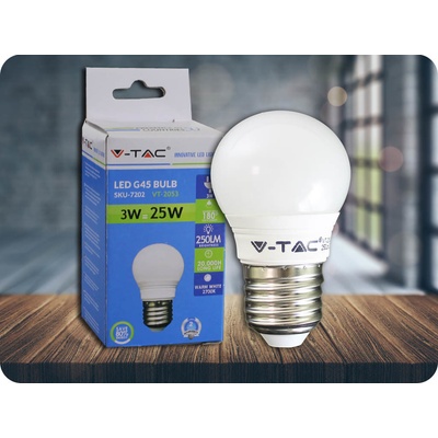 V-TAC LED žiarovka E27 G45 3W denná biela