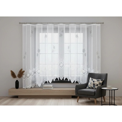Dekorační žakárová záclona s řasící páskou JOANA 160 bílá 400x160 cm MyBestHome