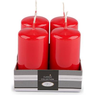 Adventní svíčky válec Ø4 cm, střední, 5 červená lesk
