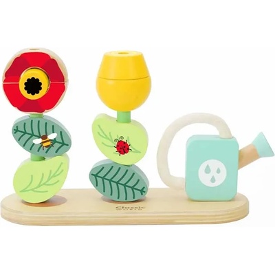 Classic World Дървена играчка - Кубчета за нанизване, Цветна градина - Classic World