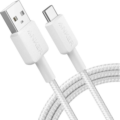 Здрав кабел с въжена оплетка и бързо зареждане за устройства с USB-C порт (180 см) (бял) - Anker 322 USB-A to USB-C Cable (A81H6G21)