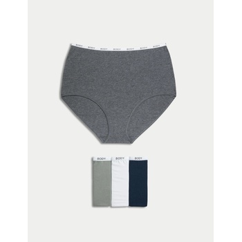 Marks & Spencer Бикини с висока талия с висок дял памук, 4 бр. Marks & Spencer сив Marks & Spencer | Siv | ЖЕНИ | 12