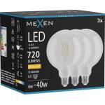Mexen Vintis 3x LED лампа с нажежаема жичка E27, G125, 6W, Топла - 2700K, 720 lm, прозрачна (L158-E27-0627-00x03)