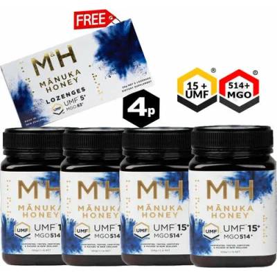 M&H UMF 15+ Mānuka med 4 x 500 g
