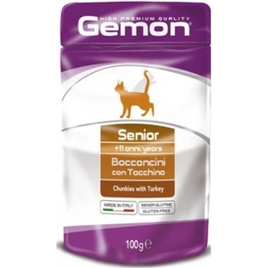 Gemon PATE CAT Chunkies Senior with Turkey - пауч - хапки за котки в напреднала възраст с пуйка 100 гр, Италия - 0889
