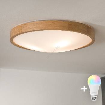 Brilagi Brilagi-LED RGBW Димируем таванен осветител CARVALHO SLIM 3xE27/15W/230V Wi-Fi, дъб, Ø47 см (LEDBG0743)