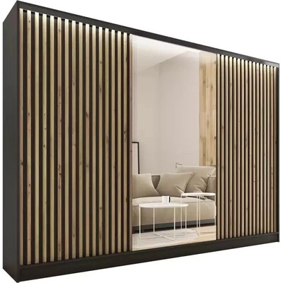 NEJBY INSULAR 3D 280 so zrkadlom čierny mat/dub artisan