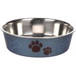 Flamingo Feeding and drinking bowl Kena Round Metallic blue Silver - иноксова купа за вода или храна - ТЪМНО СИНЯ, размер Ø17 см / 800 мл, Белгия - 1030945