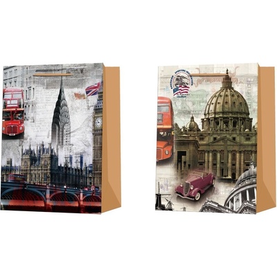 Taška dárková 180X230 mm London mix , barevná