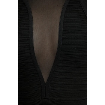 Herve Leger Рокля Herve Leger Jolie в черно къса с кройка по тялото HLT8499826 (HLT8499826)