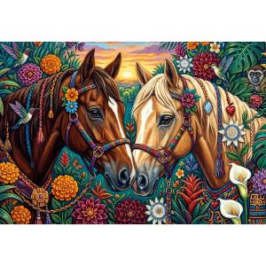 Trefl - Puzzle Flamingo: Floral Gallop - 400 piese