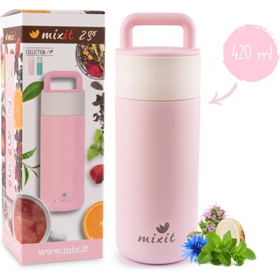 Mixit 2go Termoska s čajovým sítkem růžová 420 ml