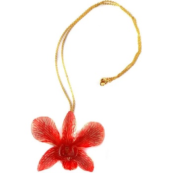 Image 1 of Dannyra Колие с естествена орхидея в цвят корал Dannyra Jewels