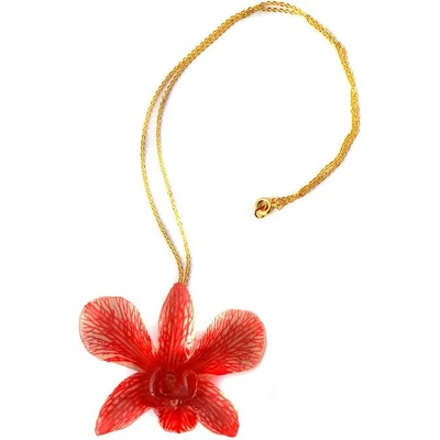 Dannyra Колие с естествена орхидея в цвят корал Dannyra Jewels