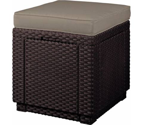 KETER Cube taburet s polstrom hnedý