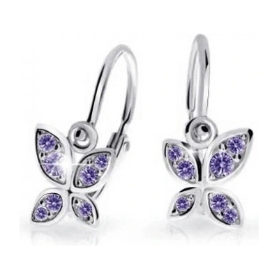 Cutie Jewellery Detské náušnice z bieleho zlata Motýlikovia C2259-10-X-2 fialová