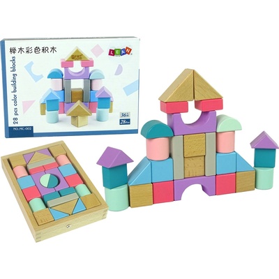 Lean Toys bloky v pastelových farbách 28 ks