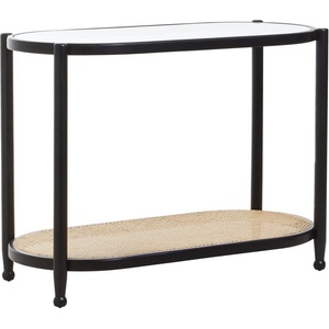 Premier Housewares Черна/в естествен цвят конзолна маса със стъклен плот 49x100 cm Cebu - Premier Housewares (5528601)