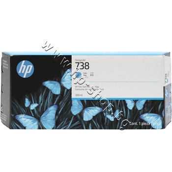 HP Мастило HP 738, Cyan (300 ml), p/n 676M6A - Оригинален HP консуматив - касета с мастило