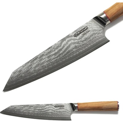 NUCCI Gyuto 20 cm - univerzálny kuchynský damaškový nôž s rukoväťou z olivového dreva CLASSE ITALY