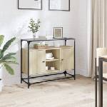 vidaXL Бюфет със стъклен плот, дъб сонома, 98x35x81см, инженерно дърво (846070)