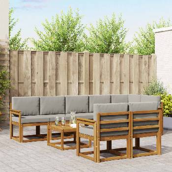 vidaXL Комплект дивани за открито 9 pcs Естествено и светло сиво (3366594)