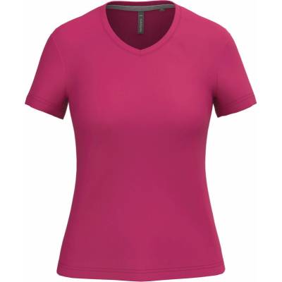Kariban Tričko K381 s výstřihem do V krátký rukáv dámské COT-20K38131002 Fuchsia