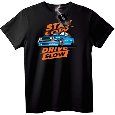 NOONEBRAND Тениска Car Mania: Stay Low Drive Slow - 4XL, White