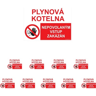 Walteco Plynová kotelna/Nepovolaným vstup zakázán, 210x148mm, formát A5, samolepka Množství: 10 ks , 20062BP2