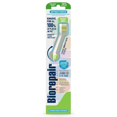 Biorepair Antibacterial Junior Toothbrush Medium Soft антибактериална четка за зъби за деца от 6 до 12 години