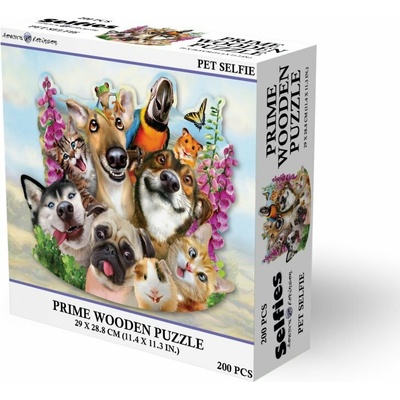 PRIME 3D Dřevěné puzzle Selfie se zvířátky 200 ks