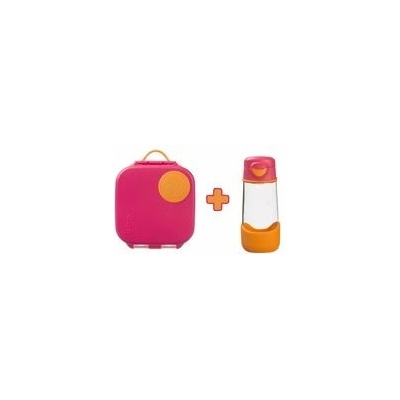 B.box Box na občerstvenie stredný + Fľaša Sport na pitie 450 ml set ružový/oranžový