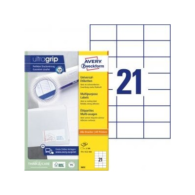 Etikety univerzálne 70x42,3mm Avery A4 100 hárkov