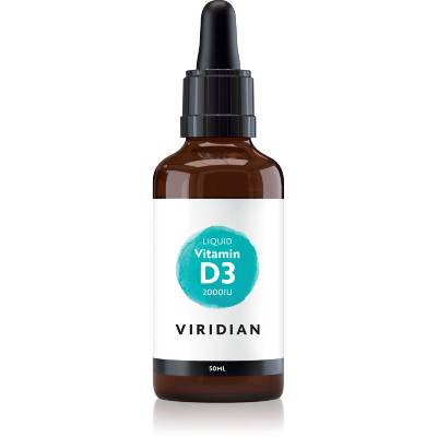 Viridian Nutrition Liquid Vitamin D3 2000IU kvapky na podporu činnosti nervovej sústavy príchuť Orange 50 ml