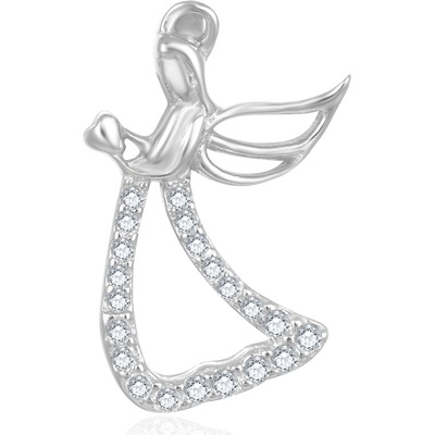 Beneto Stříbrný přívěsek se zirkony Andílek AGH677