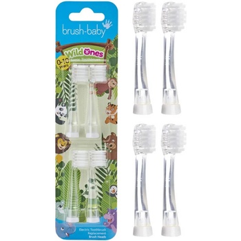 Brush-Baby Резервни накрайници за четка за зъби Brush Baby - Wild Ones, 0-10 години, 4 броя (5060178102581)