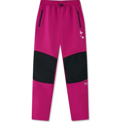 Wolf & Wolfie B2592 Dívčí softshellové kalhoty, zateplené růžová motýlci