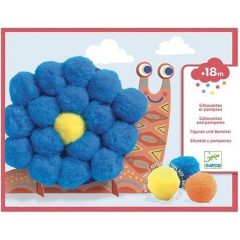 DJECO - Творчески комплект за игра с помпони - Пухкави животни (DJ09871)