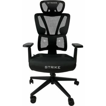 RFG Геймърски стол RFG Strike, до 130kg, лумбална опора, метална основа, ЗD регулируеми подлакътници, черен