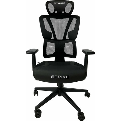 RFG Геймърски стол RFG Strike, до 130kg, лумбална опора, метална основа, ЗD регулируеми подлакътници, черен