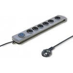 Qoltec Anti-surge bar QOLTEC 3.0M 6-SOCKETS GREY/Modern