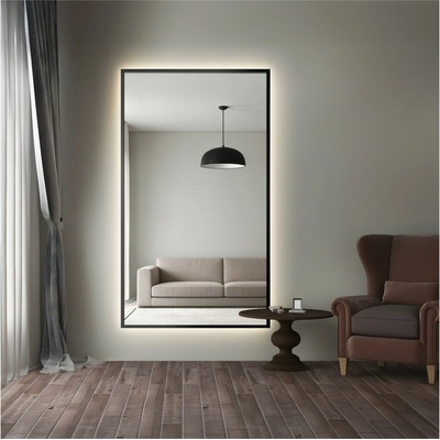 Alfaram Zrkadlo v čiernom ráme s podsvietením - 1503 LED - farba rámu na výber 50x150