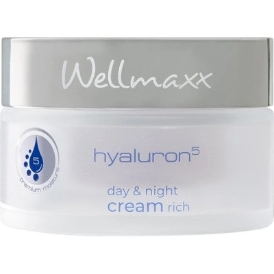 Wellmaxx Hyaluron5 day & night cream rich pleťový krém 50 ml