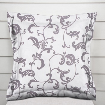 Biante bavlna s lemom Sandra SA-184 Sivé kvetované ornamenty na bielom 40 x 40 cm