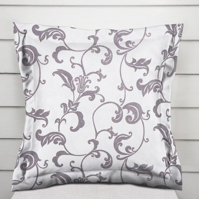 Biante bavlna s lemom Sandra SA-184 Sivé kvetované ornamenty na bielom 35 x 45 cm