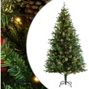 vidaXL Vianočný stromček LED a borovicové šišky zelený 195 cm PVC a PE
