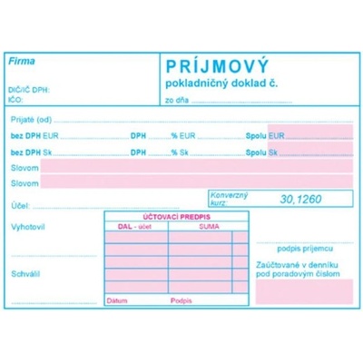 Igaz 167 Príjmový pokladničný doklad A6 dvojfarebný